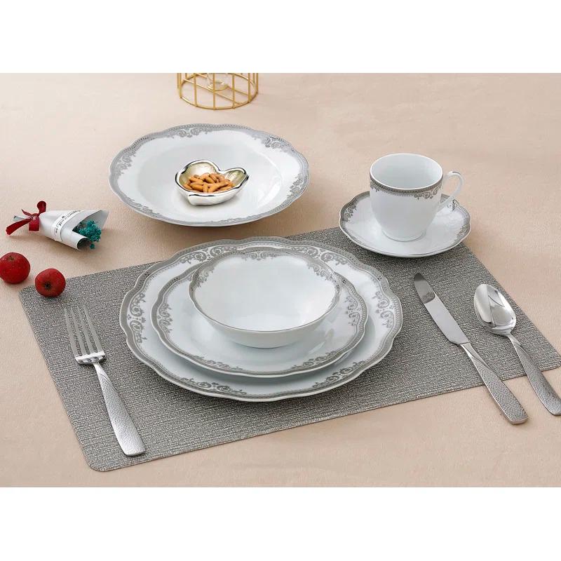 Lorren Home Trends 24 Piece Porcelain China Dinnerware Set - Service for 4