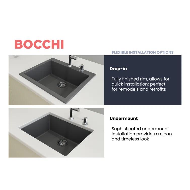 Campino 24'' L Single Bowl Granite Kitchen Sink