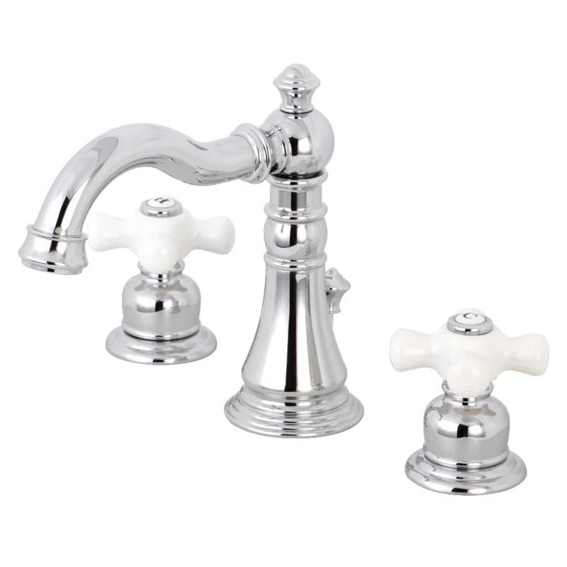 Kingston Brass FSC1971PX Kingston Brass American Classic Two-Handle 3-Hole Deck Mount Widespread Bathroom Faucet with Pop-Up Drain