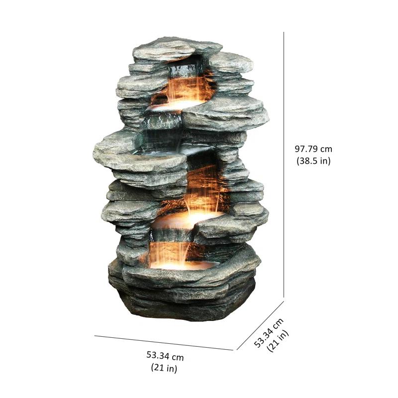 Natural Rock 4-Level Fountain with Halogen Light