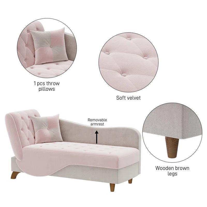 Mercer41 Acotas Velvet Upholstered Chaise Lounge with Storage