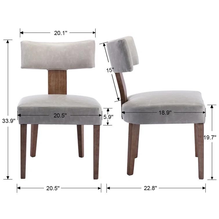 Loon Peak® Mid Century Modern Dining Chairs Set Of 2, Farmhouse PU Leather Upholstered Accent Chair Curved Backrest Kitchen Chairs With Hardwood Frame (Set of 2)