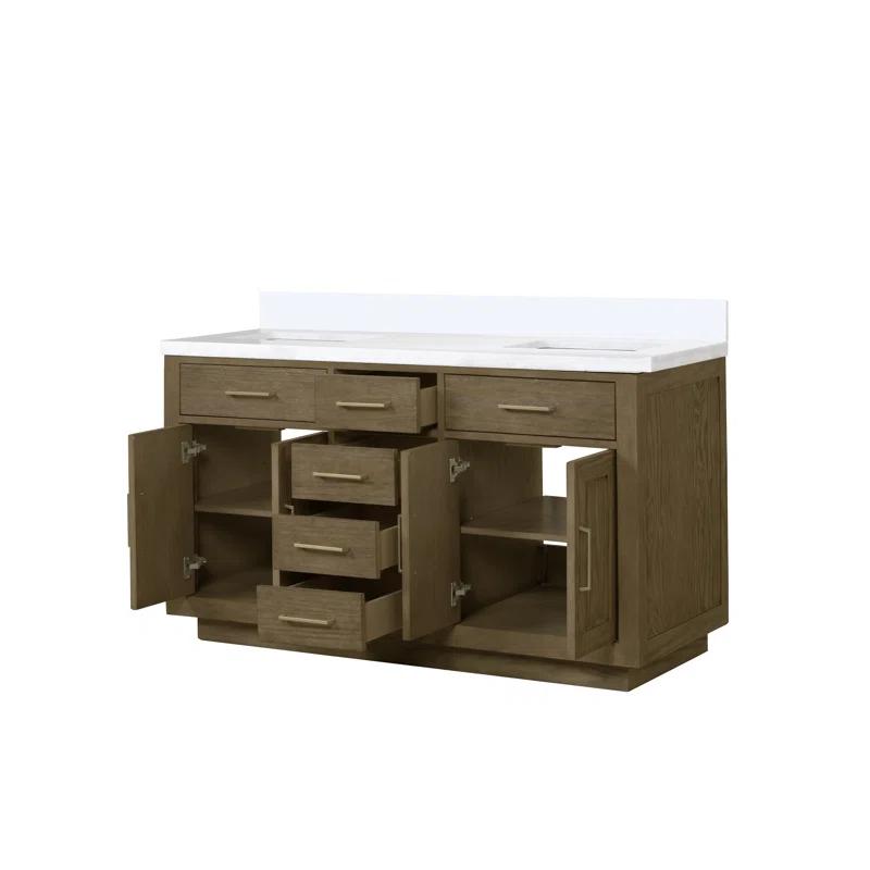 Abbey 60 in W x 22 in D Double Bath Vanity and White Quartz Top
