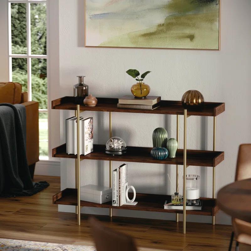 Martha Stewart Raines Martha Stewart Emmett 3 Shelf Storage Display Unit Bookcase with Metal Frame