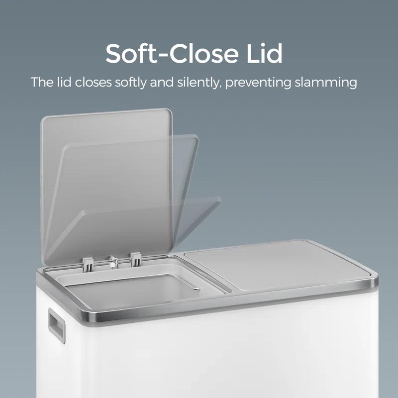 Songmics 2 x 8 Gallon Stainless Steel Multi-Compartments Trash Can with 15 trash bags