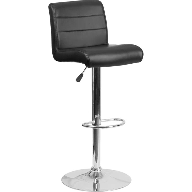Flash Furniture Contemporary Vinyl Adjustable Height Barstool with Rolled Seat and Chrome Base