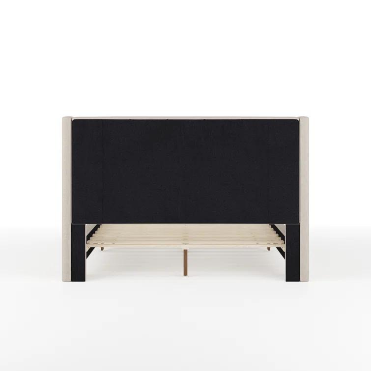 Martha Stewart Martha Stewart Kay Upholstered Platform Bed With Channel Stitched Wingback Headboard