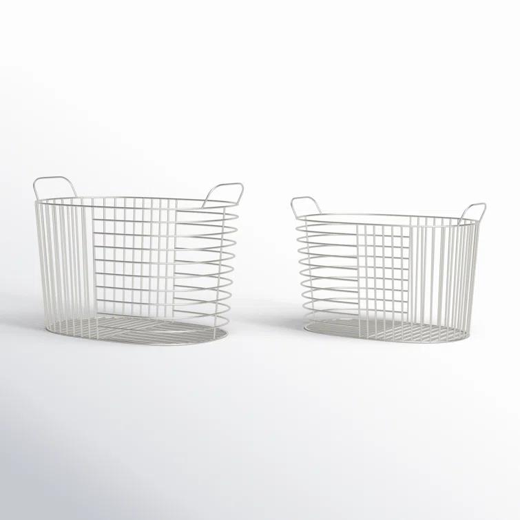 Abbie Metal Basket With Handles - Set of 2