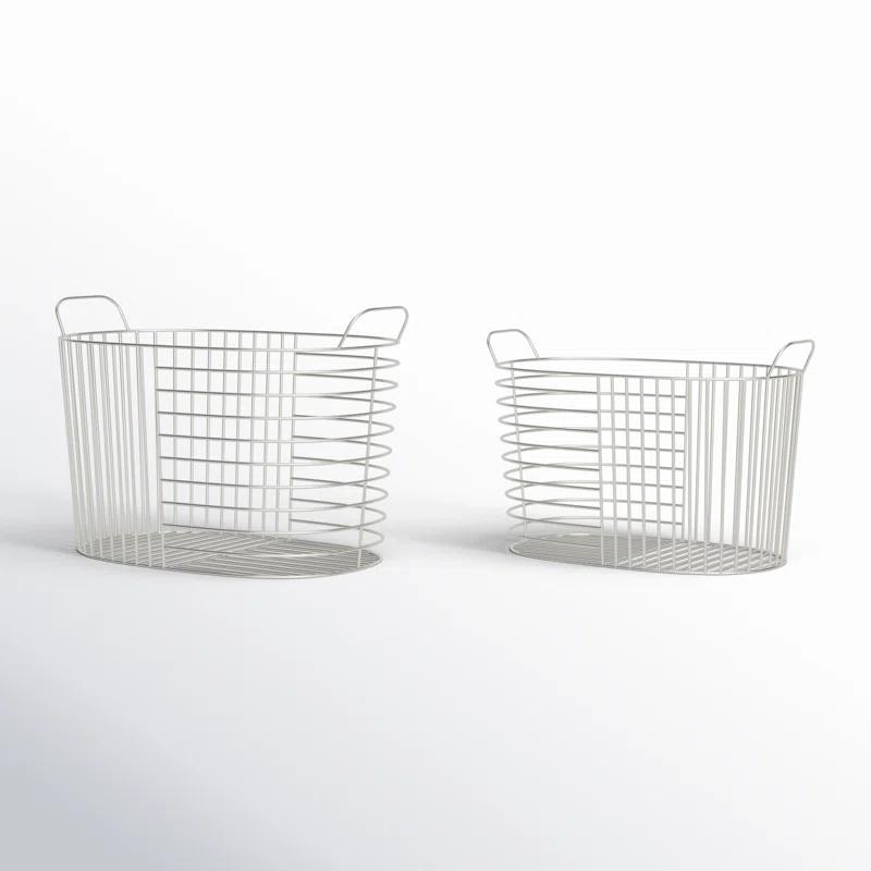 Abbie Metal Basket With Handles - Set of 2