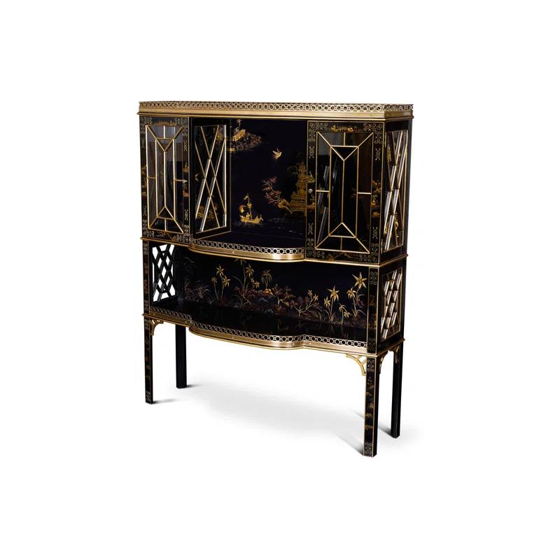 Maitland-Smith Chinoiserie 53'' Bar Cabinet