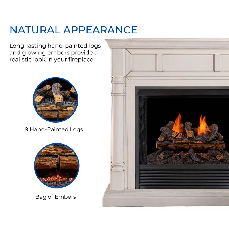 Duluth Forge Duluth Forge Ventless Dual Fuel Gas Log Set, Split Oak, T-Stat Control