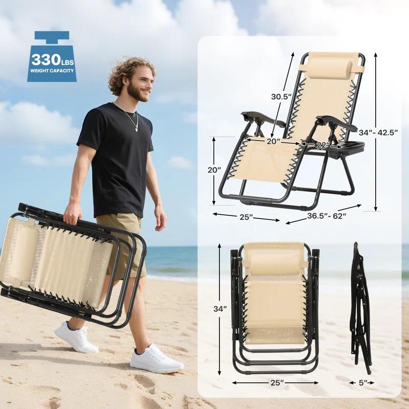 Arlmont & Co. Zero Gravity Chairs Recliners Outdoor Adjustable Foldable Reclining Lounge Chairs with Cup Holder & Reviews | Wayfair