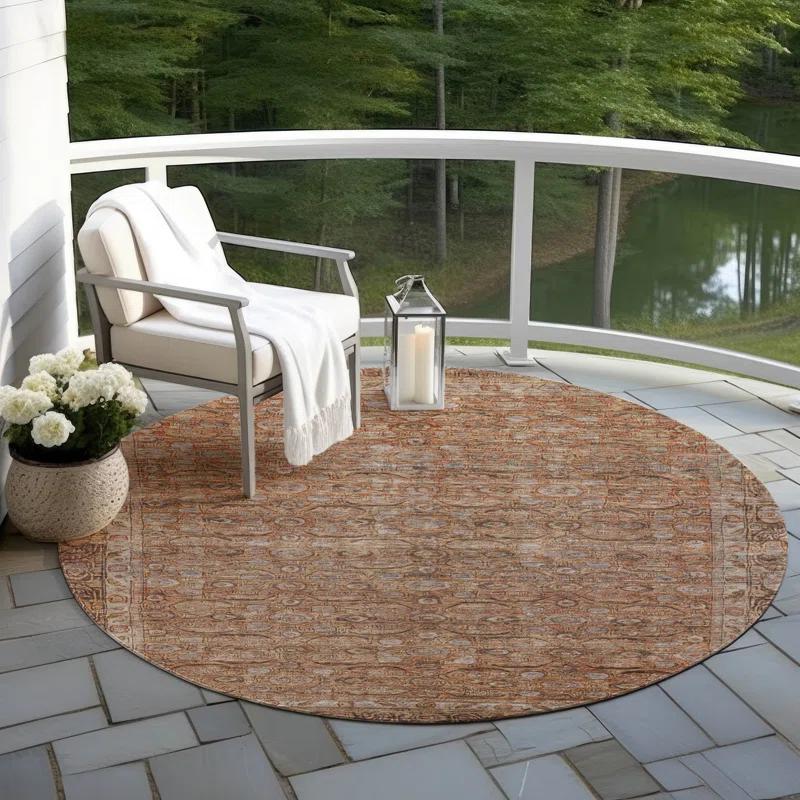 Machine Washable Indoor/Outdoor Chantille Copper Rug