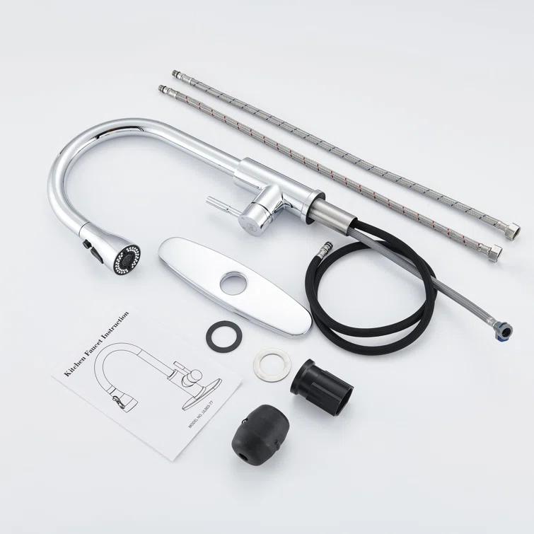 GAGALIFE Single Handle Pull Down Sprayer Kitchen Faucet High Arc Stainless Steel Faucet with 3-Function Sprayer JJL-CL-PT-SDP-C