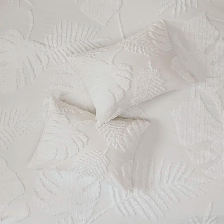 Madison Park Bahari Tufted Cotton Chenille Palm Duvet Cover Set