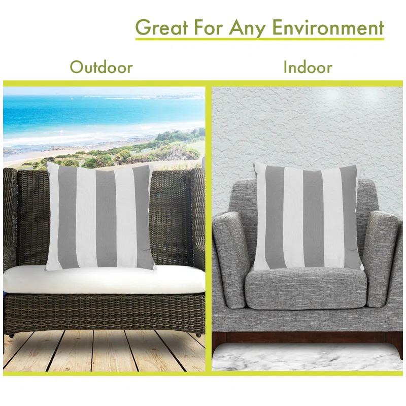 Majestic Home Goods Vertical Stripe Striped Indoor/Outdoor Reversible Throw Pillow
