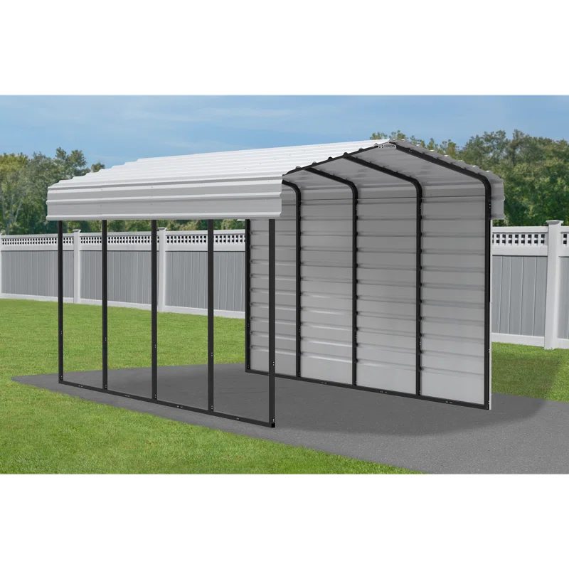 Arrow Arrow Steel Carport with 1 Side Wall Kit, 10x20x09