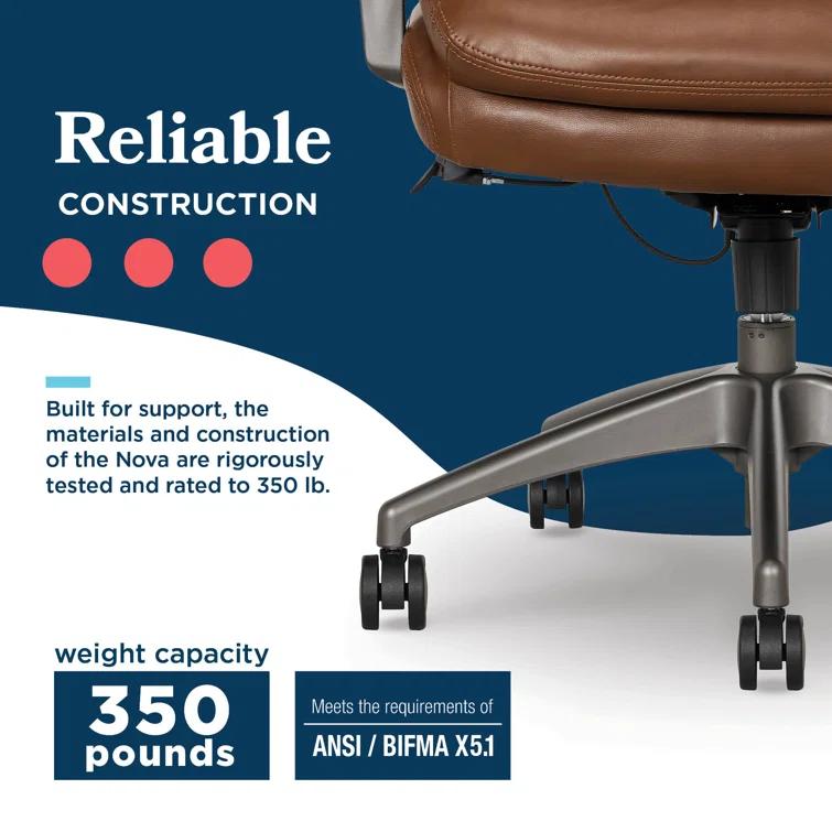 La-Z-Boy La-Z-Boy® Nova Executive Office Chair, Patented AIR Ergonomic Support Technology®, High-Back Premium Comfort & Support, Vegan PU Leather