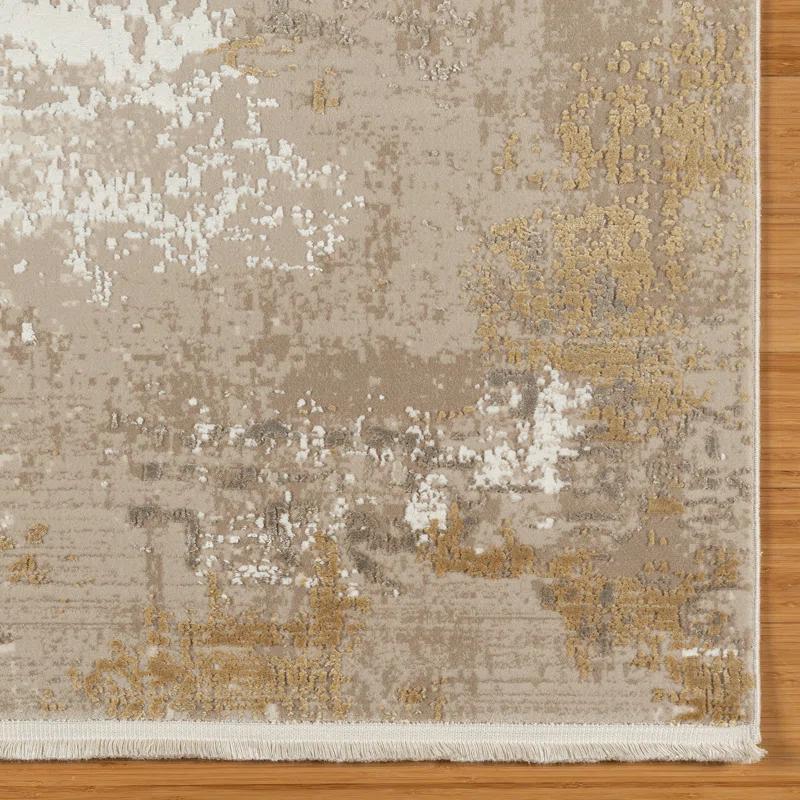 Gertmenian Florance Gela Modern Abstract Beige/Gold High-Low Viscose/Acrylic Area Rug