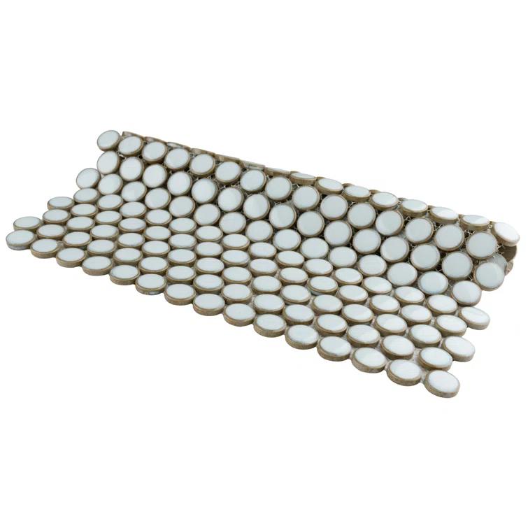 Merola Tile Hudson Penny Round 11-7/8 " x 12-5/8 " Porcelain Mosaic Floor & Wall Tile