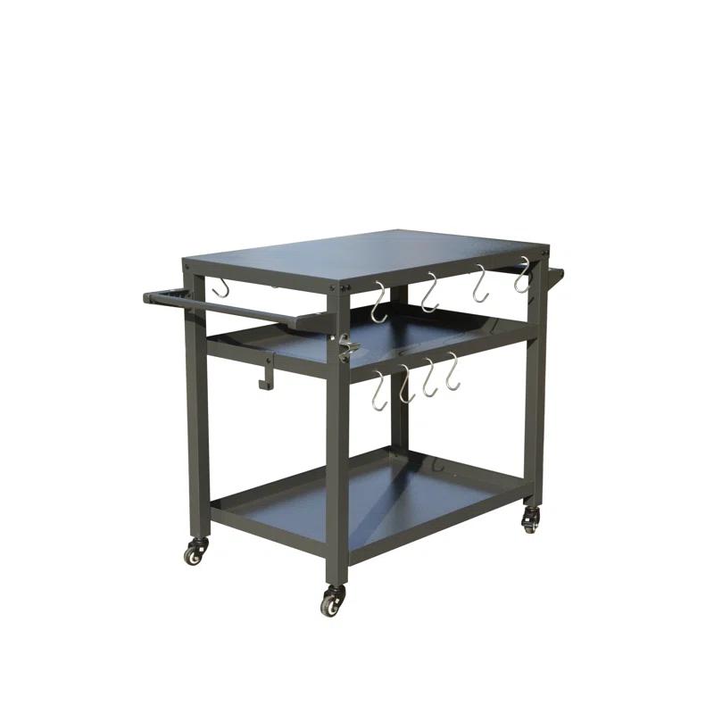 GZMWON 3-Shelf Outdoor Grill Table, Grill Cart Outdoor With Wheels, Pizza Oven Table And Food Prep Table, Blackstone Table Grill Stand  Blackstone Griddle  Outside BBQ