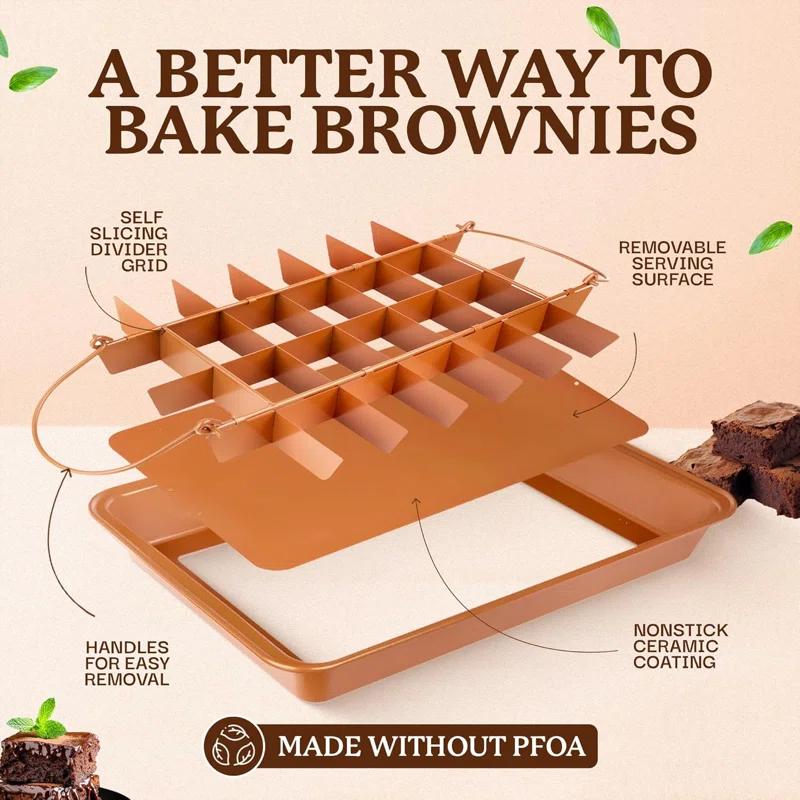 Anadea 2 In 1 Cake Pan + Brownie Baking Tray With 24 Pre-Cut Molds, Non-Toxic Oven/Dishwasher Safe