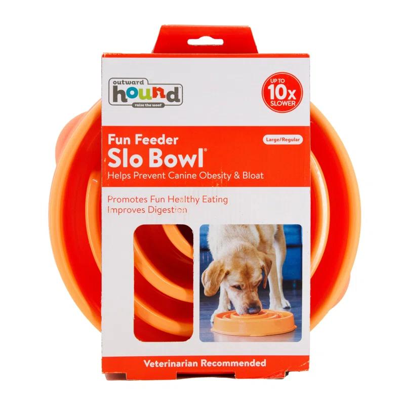 Outward Hound Outward Hound Fun Feeder Bowl, Slow Feeder Dog Bowl, Large, Orange