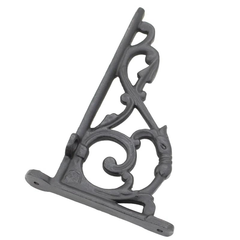 Astoria Grand Lillith Solid Cast Iron Shelf Brackets Victorian Colonial Retro Steampunck Gothic Baroque Medieval (Set of 2)