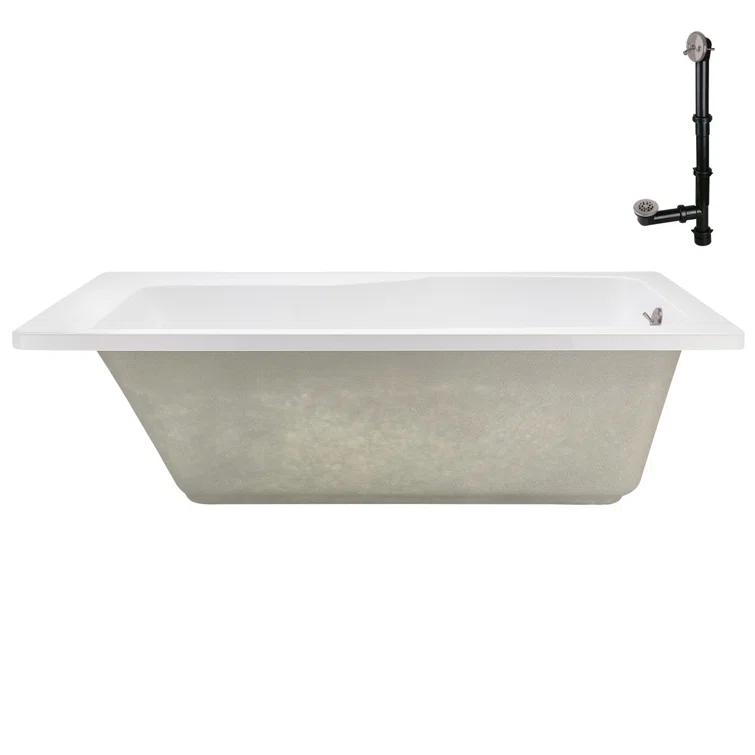 Streamline Bath 60'' x 32'' Acrylic Soaking Drop-In Bathtub, Drain Included N-4400-757-BNK