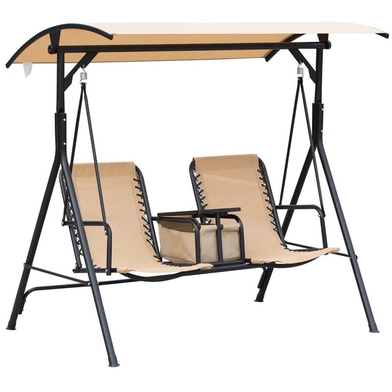 Arlmont & Co. 2-Seat Patio Swing Chair, Outdoor Canopy Swing Glider