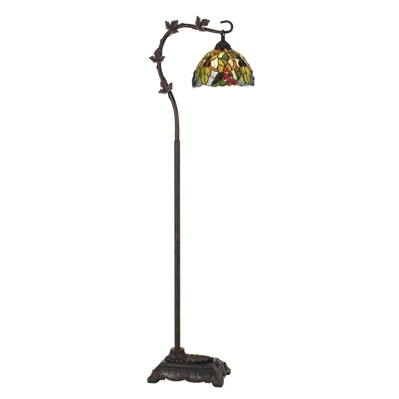 Bloomsbury Market 61" Bronze Traditional Shaped Floor Lamp With Green Yellow Dome Shade