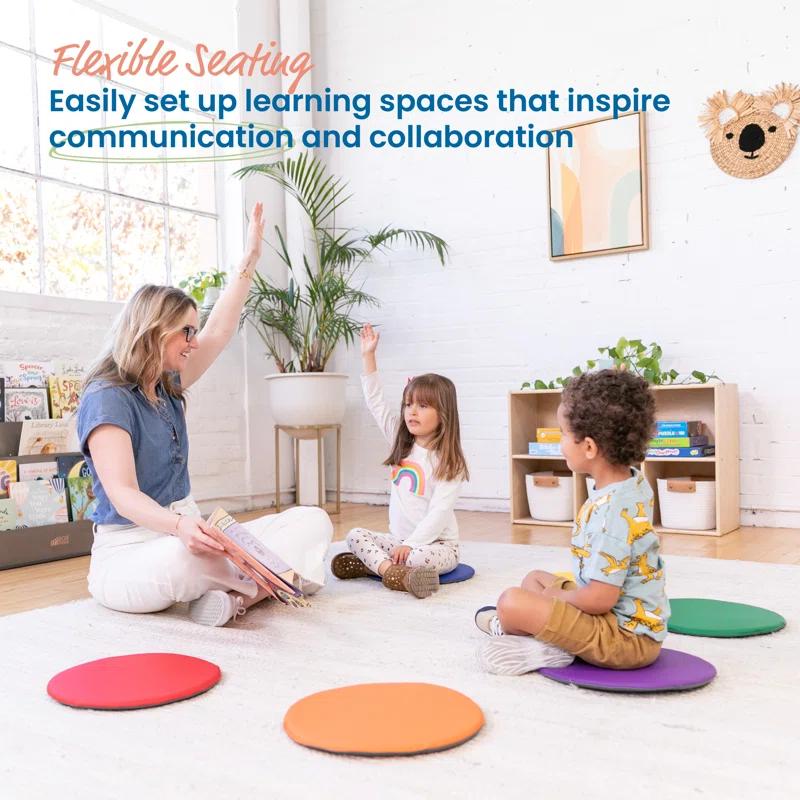 ECR4Kids ECR4Kids SoftZone Colorful Floor Pads, Round, Flexible Seating, 6-Piece