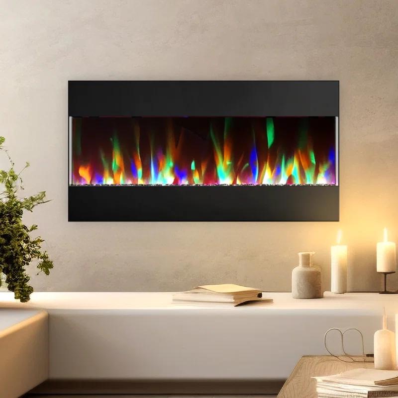 Cambridge Cambridge Recessed Wall Mounted Electric Fireplace with Crystal Rock Display