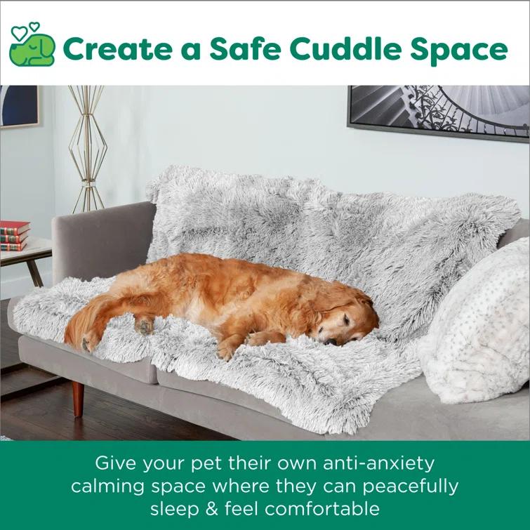 FurHaven Long Fur & Velvet Waterproof Blanket - Mist Gray, Large