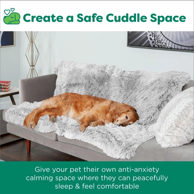 FurHaven Long Fur & Velvet Waterproof Blanket - Mist Gray, Large