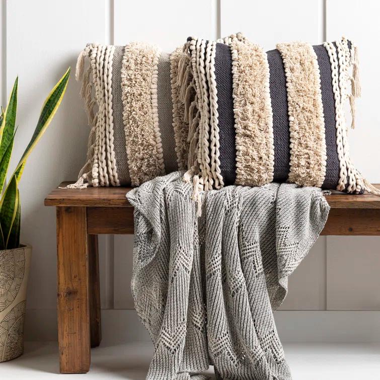 Joss & Main Venora Striped Cotton Throw Pillow