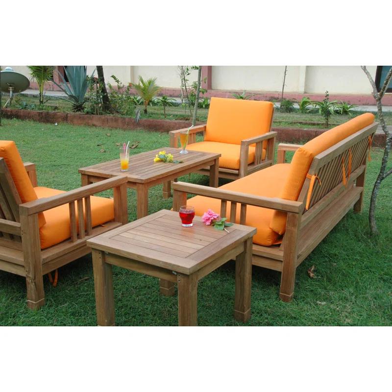 Anderson Teak South Bay Teak 5 - Person Patio Conversation Sets with Sunbrella® Cushions