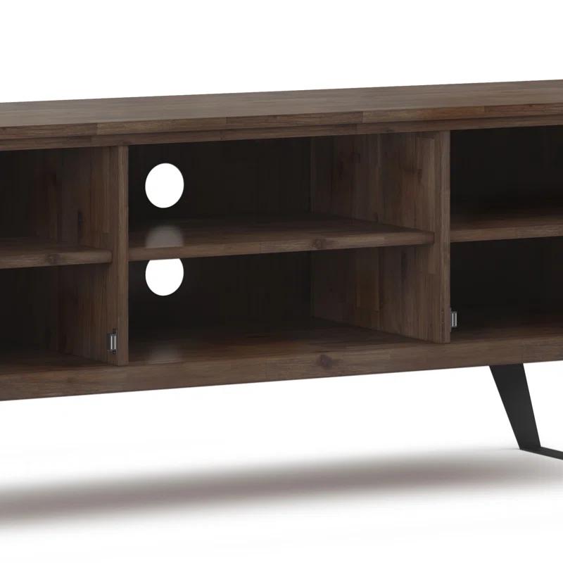 Simpli Home Lowry 63"W Solid Wood Modern Industrial TV Stand for TVs up to 70" with Storage
