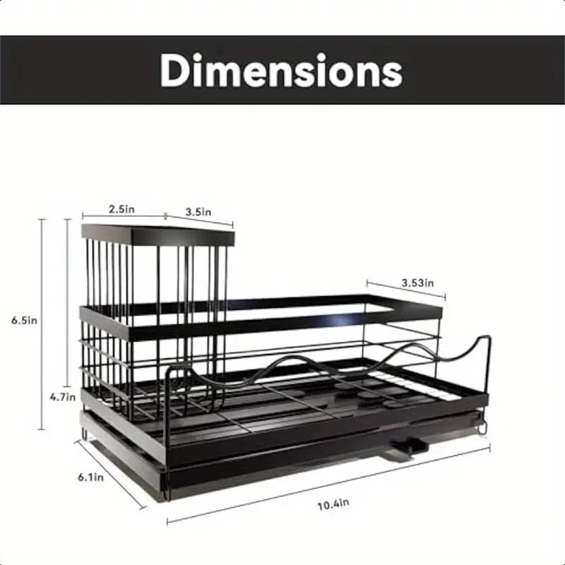 WKING Stainless Steel Kitchen Sink Caddy Organizer With Draining Tray, Rustproof Sponge Holder For Sink, Adjustable Compartments, Space-Saving Design