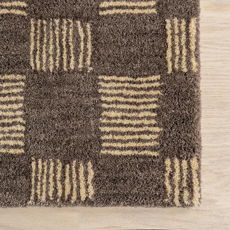Ebern Designs Quince Checkered Wool Area Rug