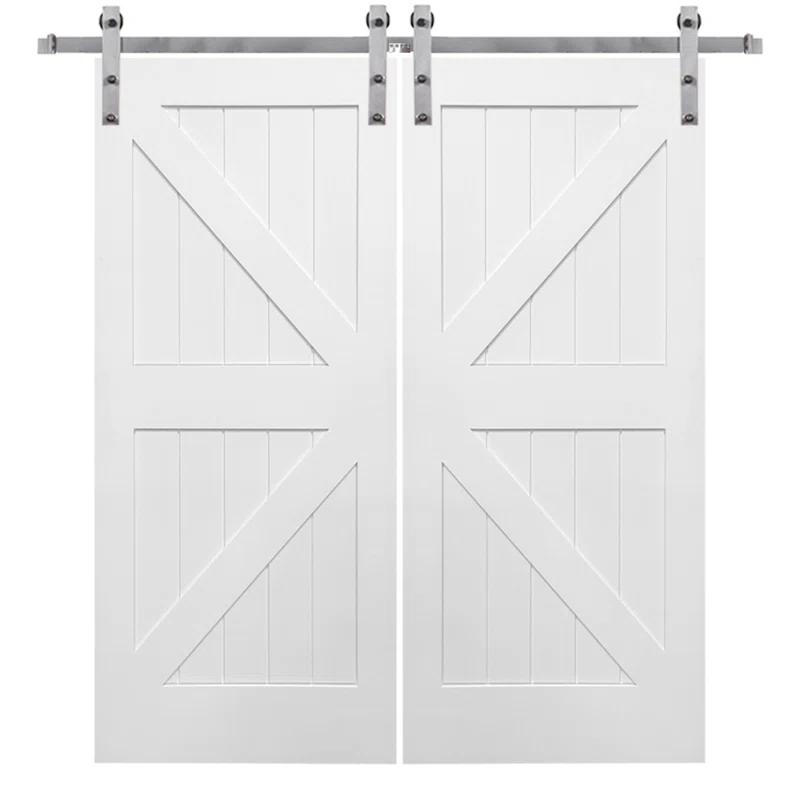 K-Plank 72'' x 84'' Solid + Manufactured Wood Paneled with Installation Hardware Kit Barn Door