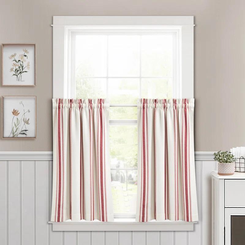 Lush Decor Farmhouse Stripe Striped Ruffled 52'' W Window Valance