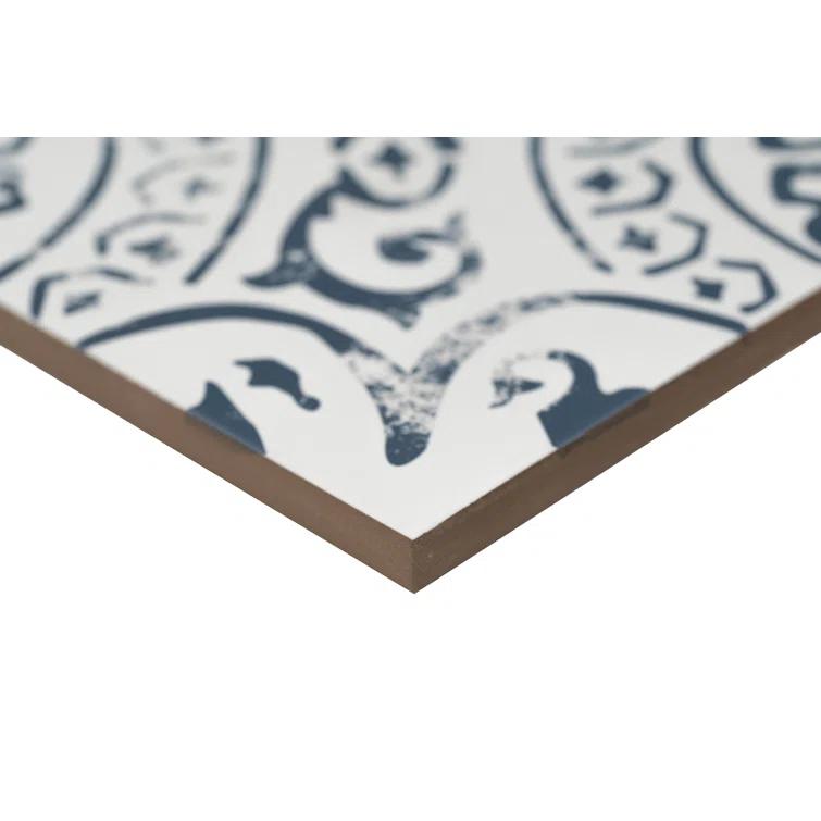 Ackland Amara 8" x 8" Encaustic Look Matte Porcelain Floor & Wall Tile