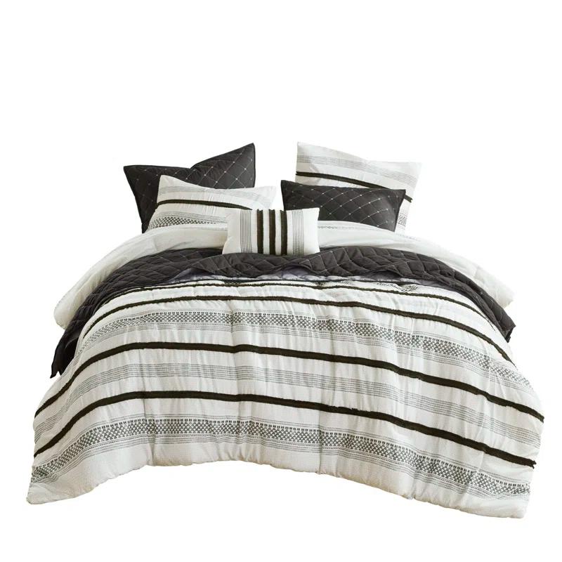 Madison Park Carolina 7 Piece Stripe Comforter And Quilt Set
