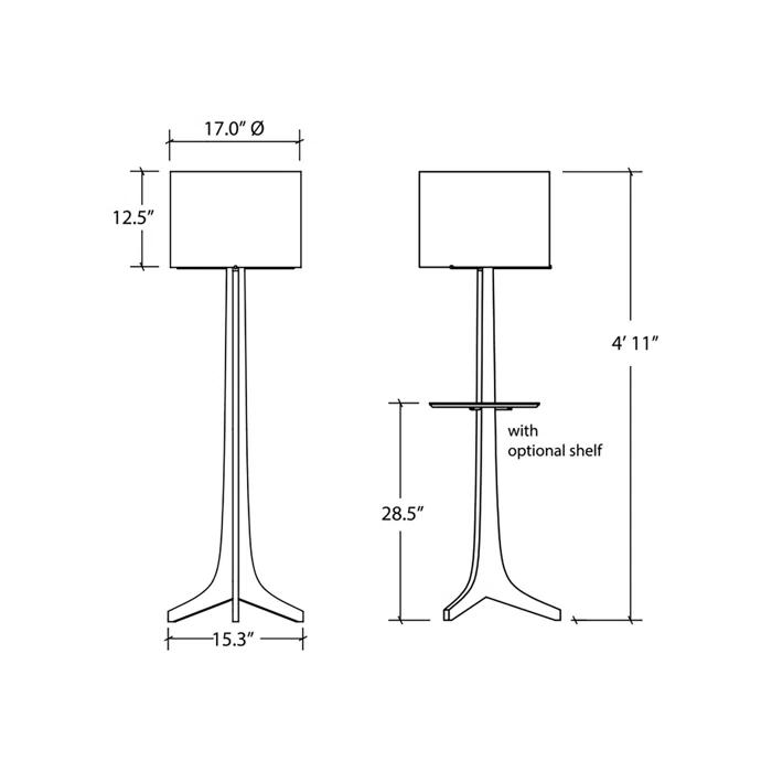 59" Black Amaretto Walnut Tripod Floor Lamp