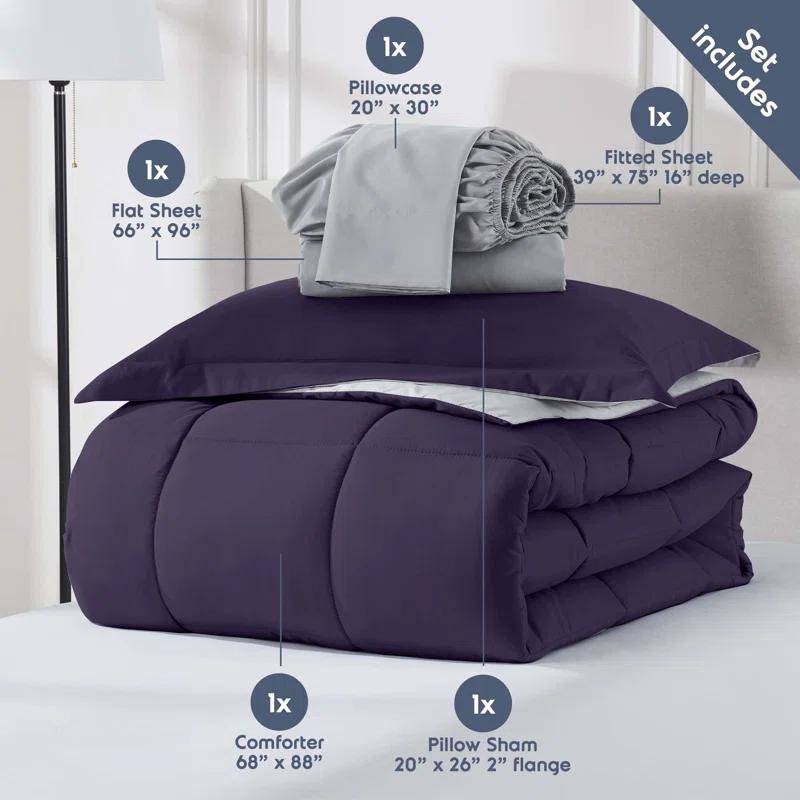 Nestl Bed-in-A-Bag Reversible Comforter Set with Bed Sheets