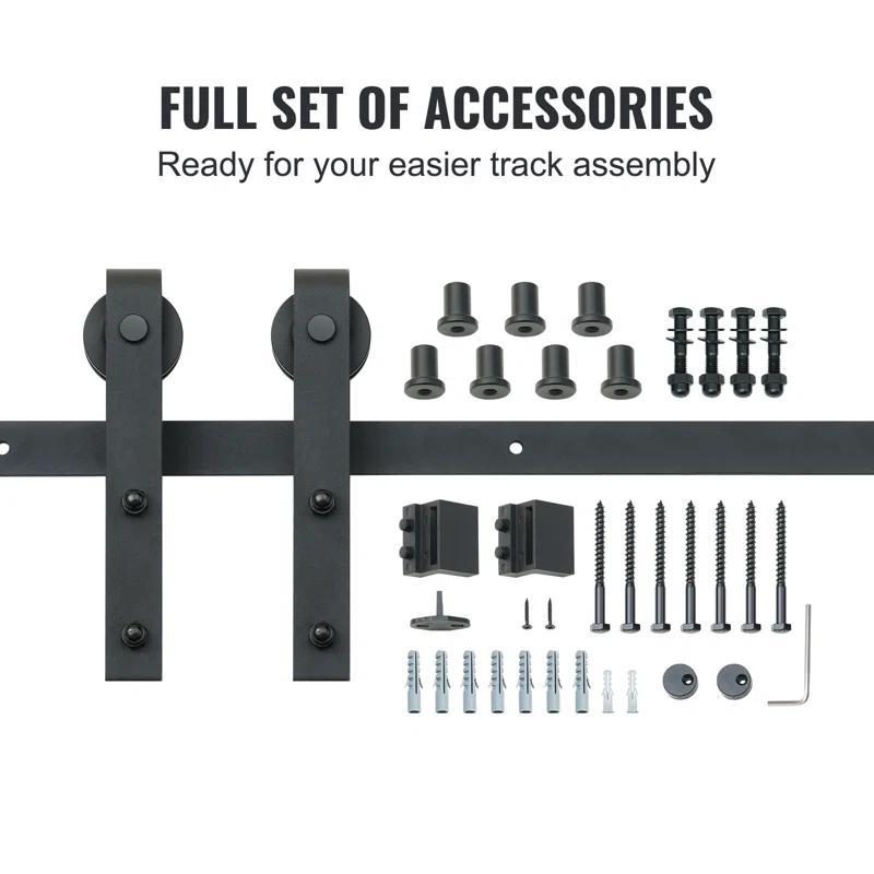 VEVOR Black Steel Single Door Barn Door Hardware Kit Standard Single
