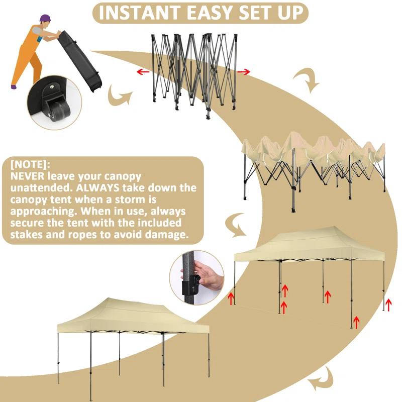 HOTEEL 10'Wx20'D Heavy Duty Pop up Canopy Tent with 6 sidewalls Easy Up Commercial Outdoor