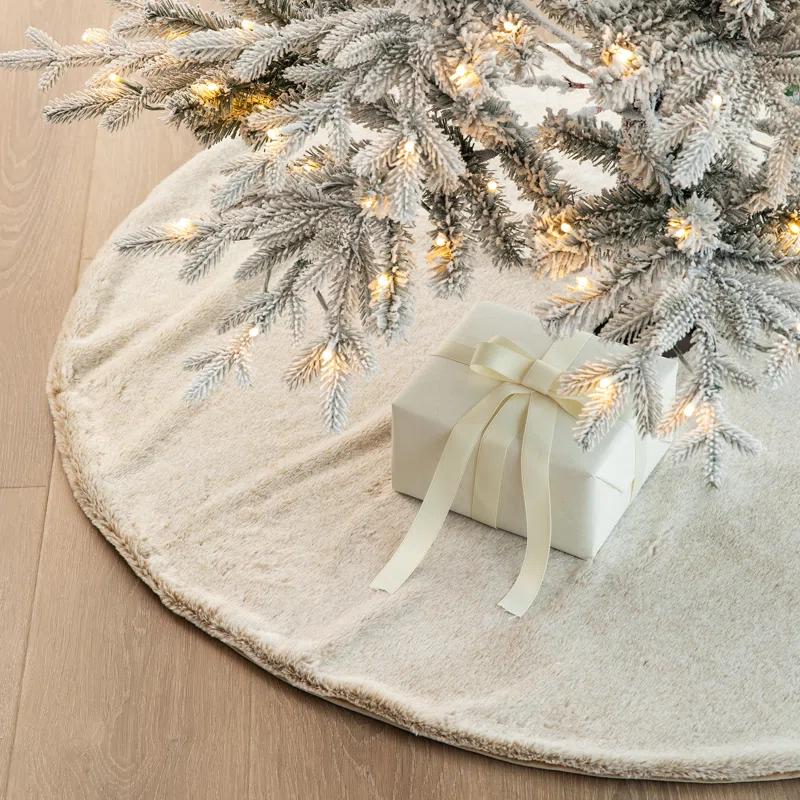 Glitzhome Solid Color Faux Fur Tree Skirt