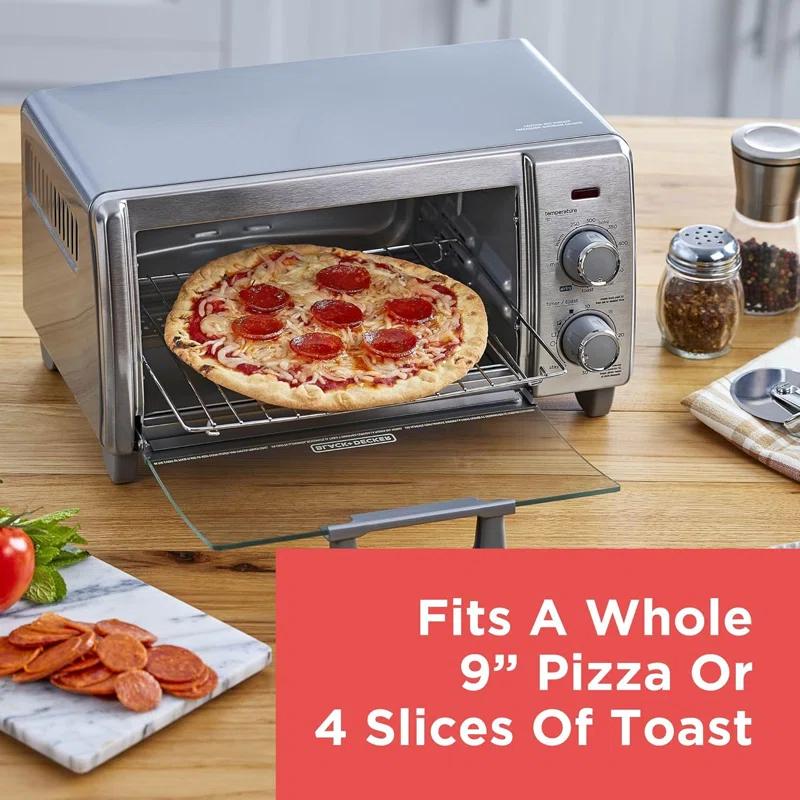 BLACK+DECKER BLACK+DECKER 4-Slice Crisp N Bake Air Fry Toaster Oven, TO1787SS, 5 Cooking Functions, 30 Minute Timer, Stainless Steel